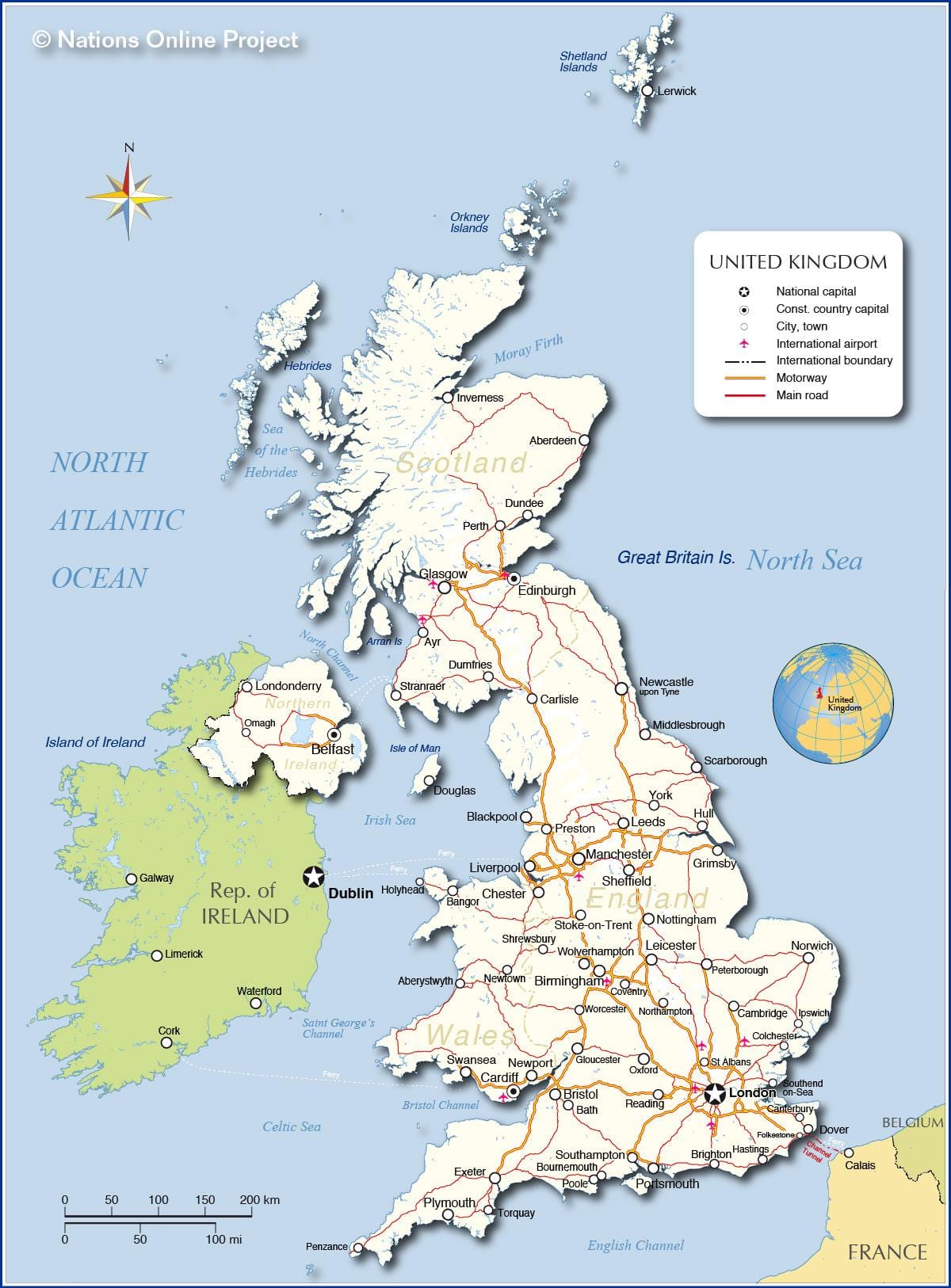 carte montrant les aéroports du royaume-UNI