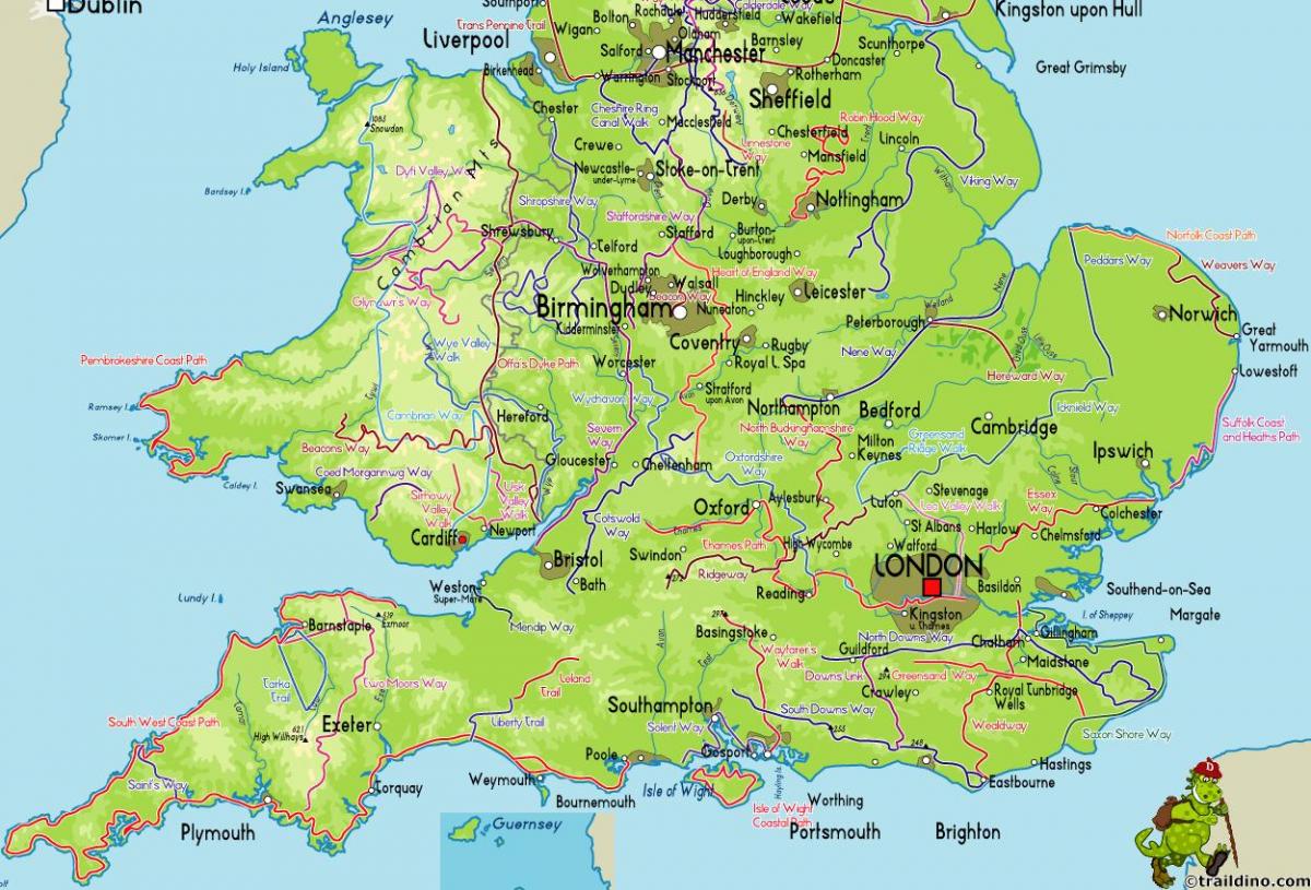 carte du sud de la grande-Bretagne
