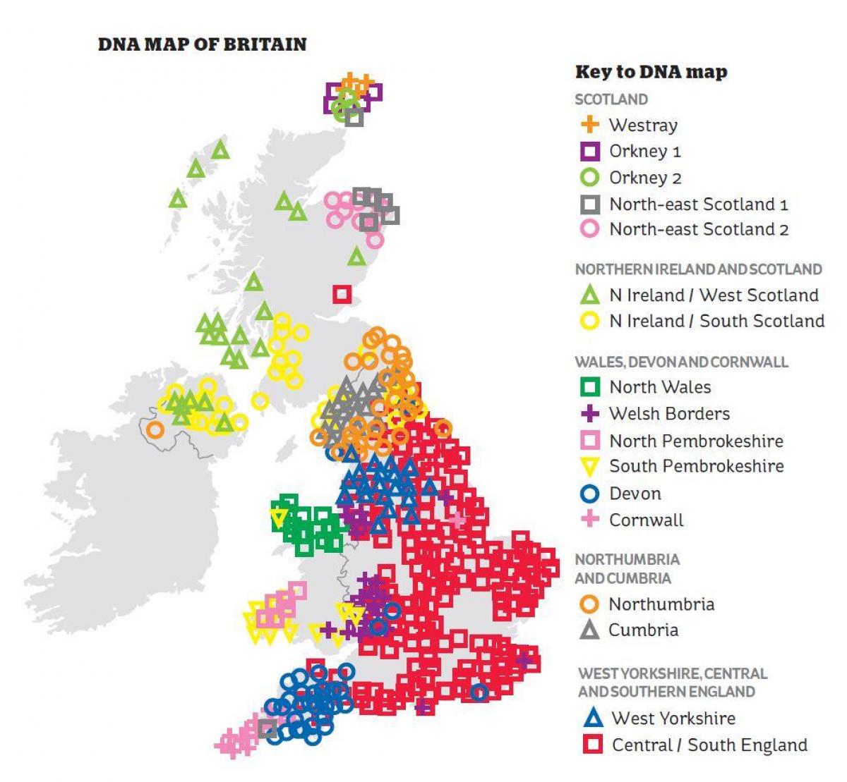 carte génétique de la grande-Bretagne