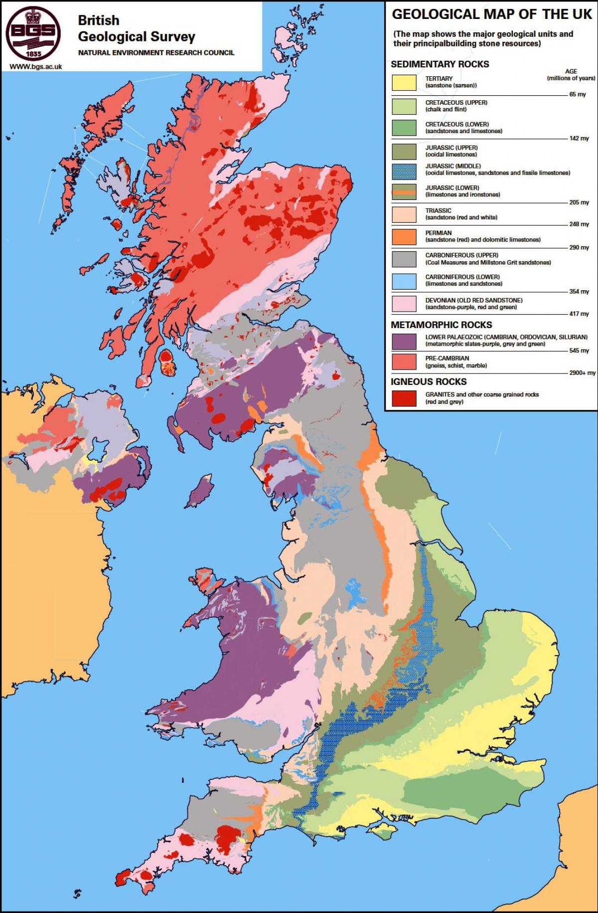 carte géologique de la grande-Bretagne