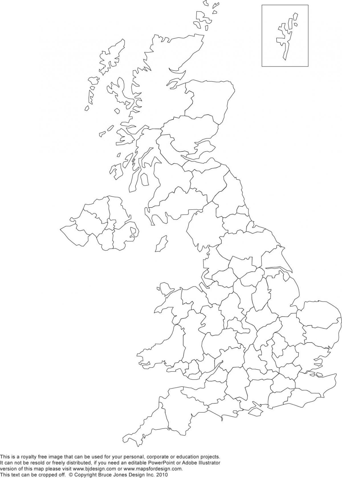 carte vierge de la Grande-Bretagne