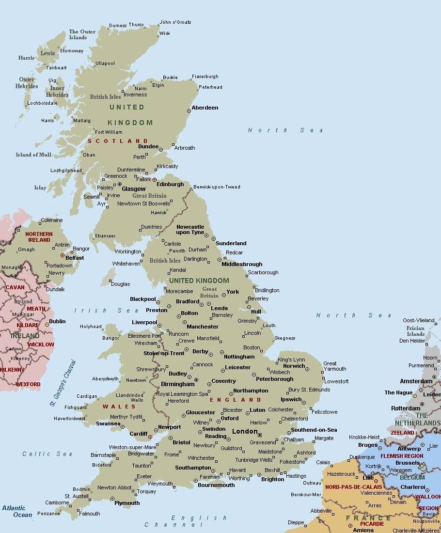 villes de bord de mer royaume-UNI carte