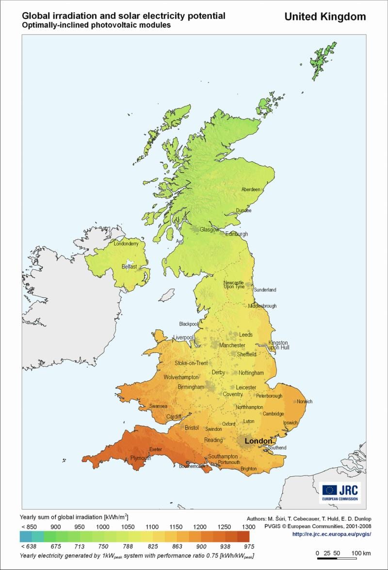 carte du royaume-UNI de température