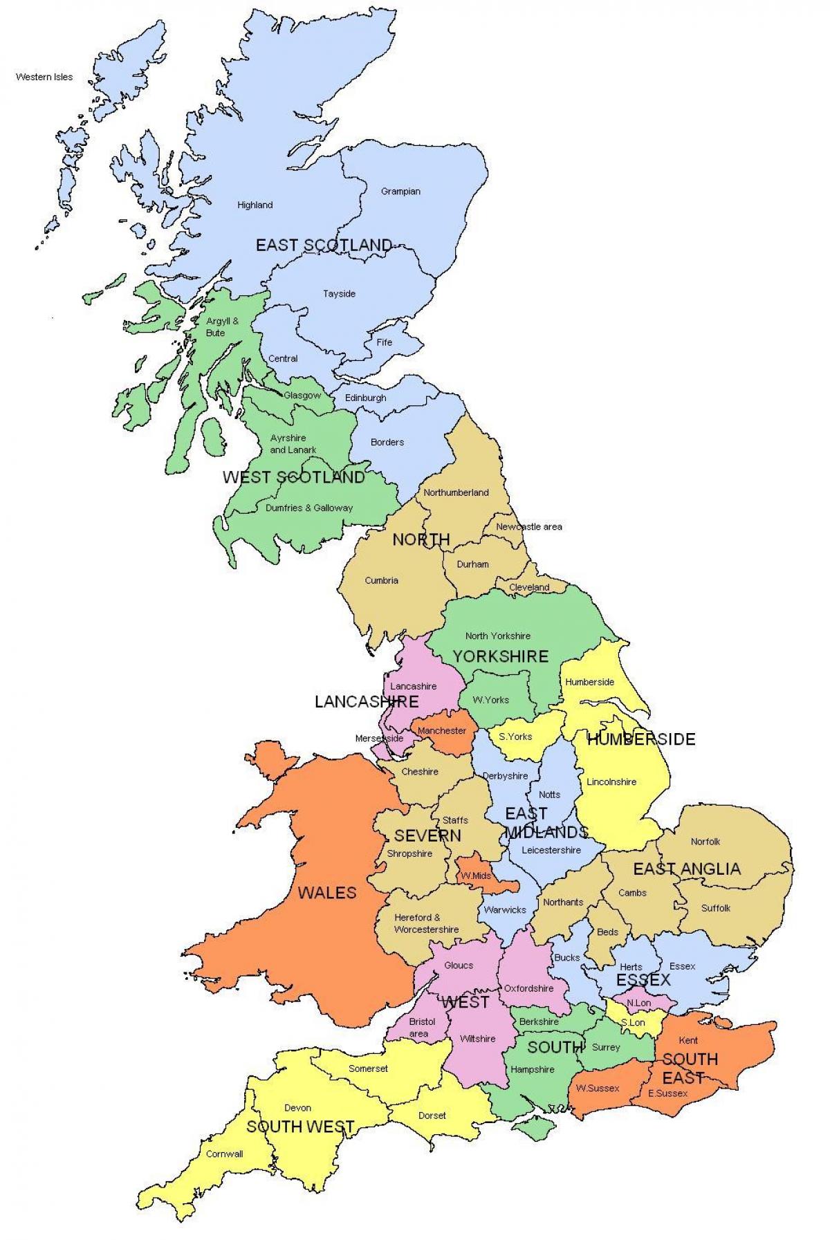 Royaume-Uni carte des régions