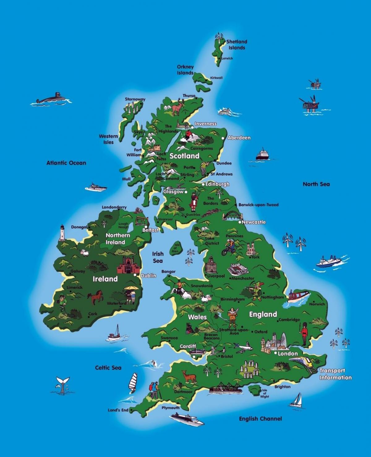 Royaume-Uni carte touristique