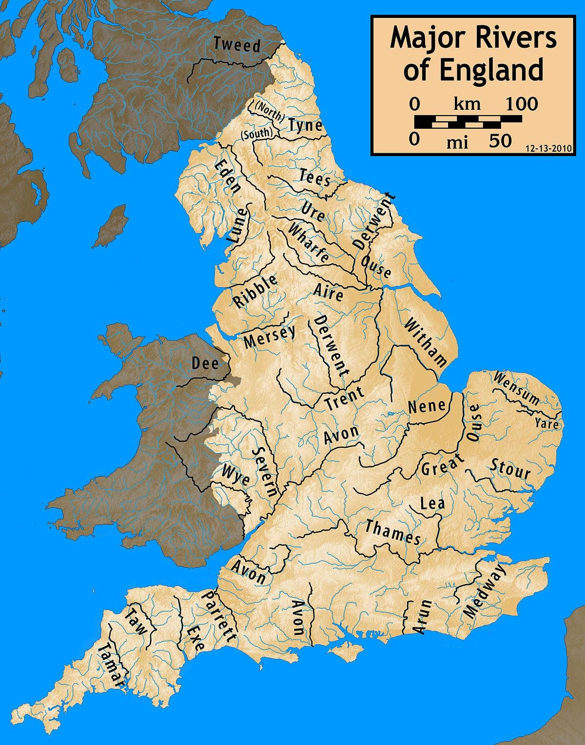 carte du royaume-UNI rivières
