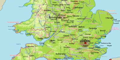 Carte de la côte sud, les villes de royaume-UNI