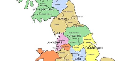 Royaume-Uni carte des régions
