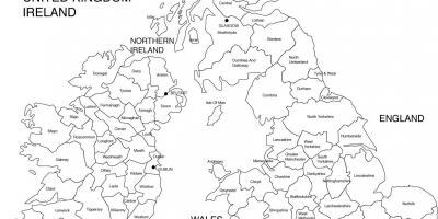 Carte du royaume-UNI en noir et blanc