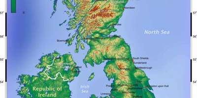 La carte topographique de la grande-bretagne